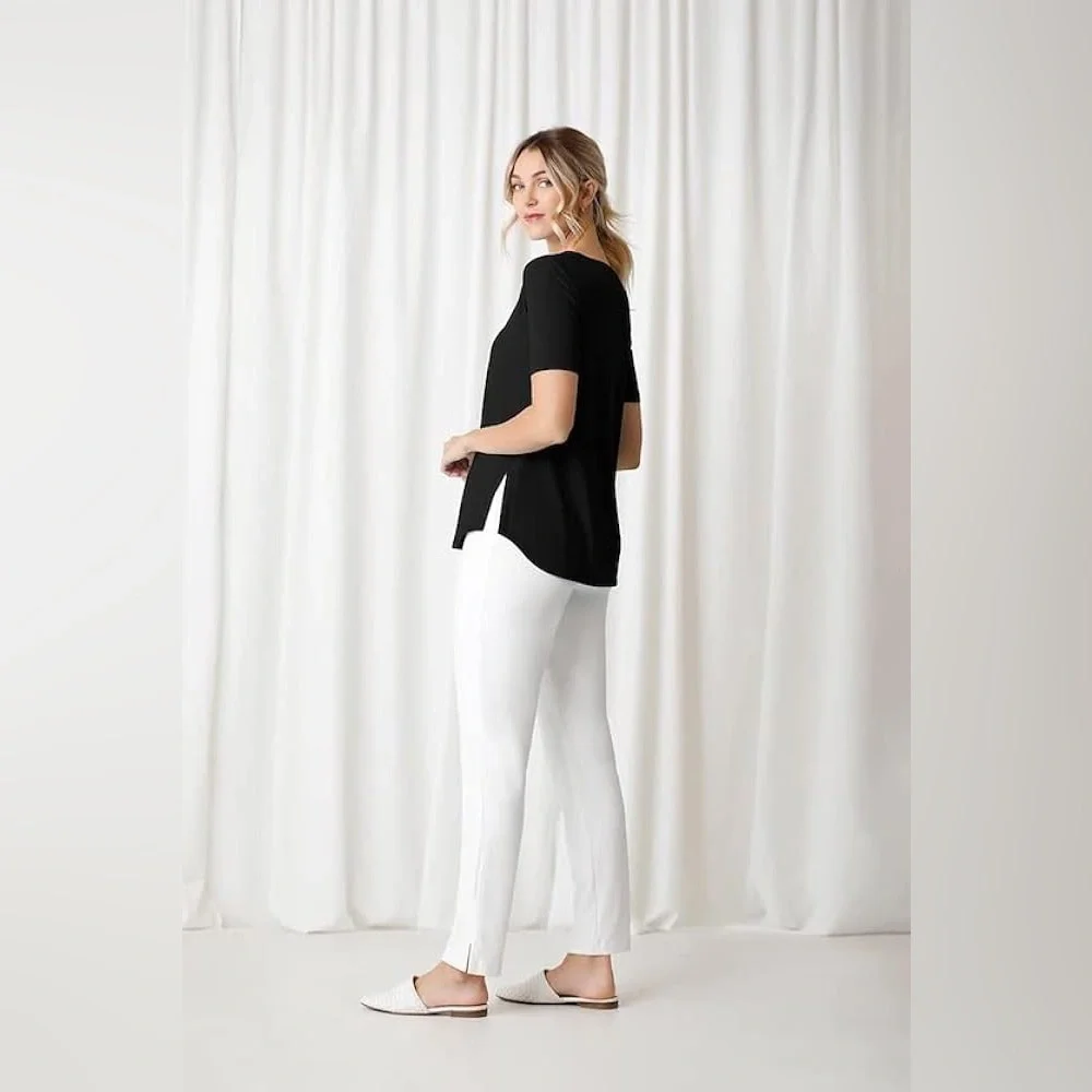 Sympli 8 Black Short Sleeve Go To T Shirt Tee Top Jersey Stretch Knit Classic - Picture 8 of 9